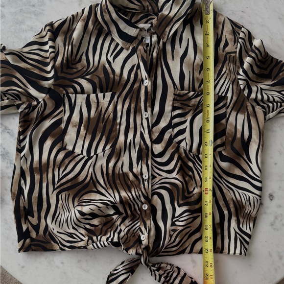 Chico's Black, Brown and Cream Animal Print Button-Down Shirt - Picture 9 of 9